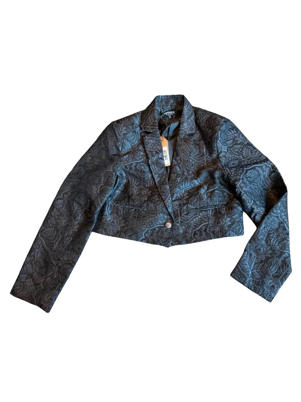 Disturbia Nocturna Jacquard Cropped Blazer Jacket Button-Down Academia Sz 10 NWT